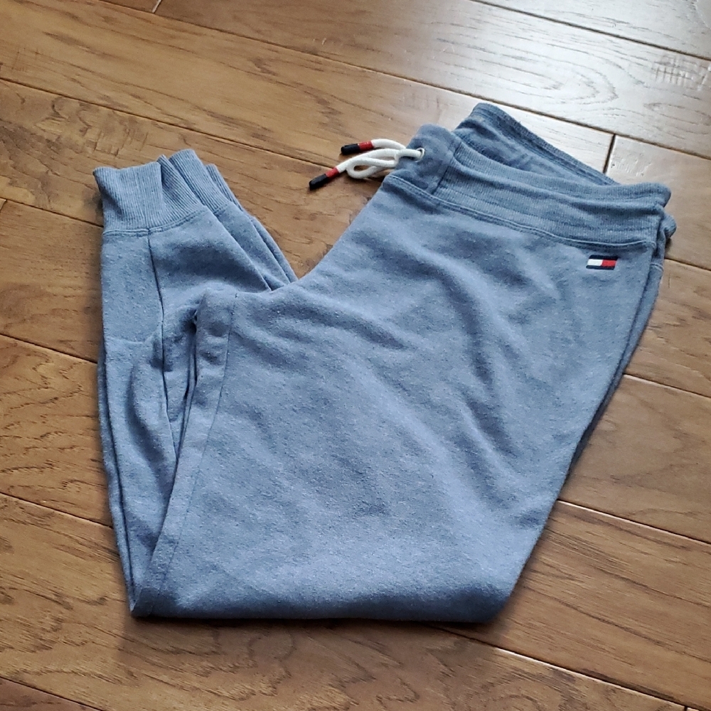 Tommy Hilfiger Sport Women's Jogger Crop Pants Spellout Blue Size L